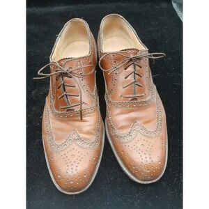 Salvatore Ferragamo Mens 9.5 B Firenze Oxford Brogue Dress‎ Shoes English Tan